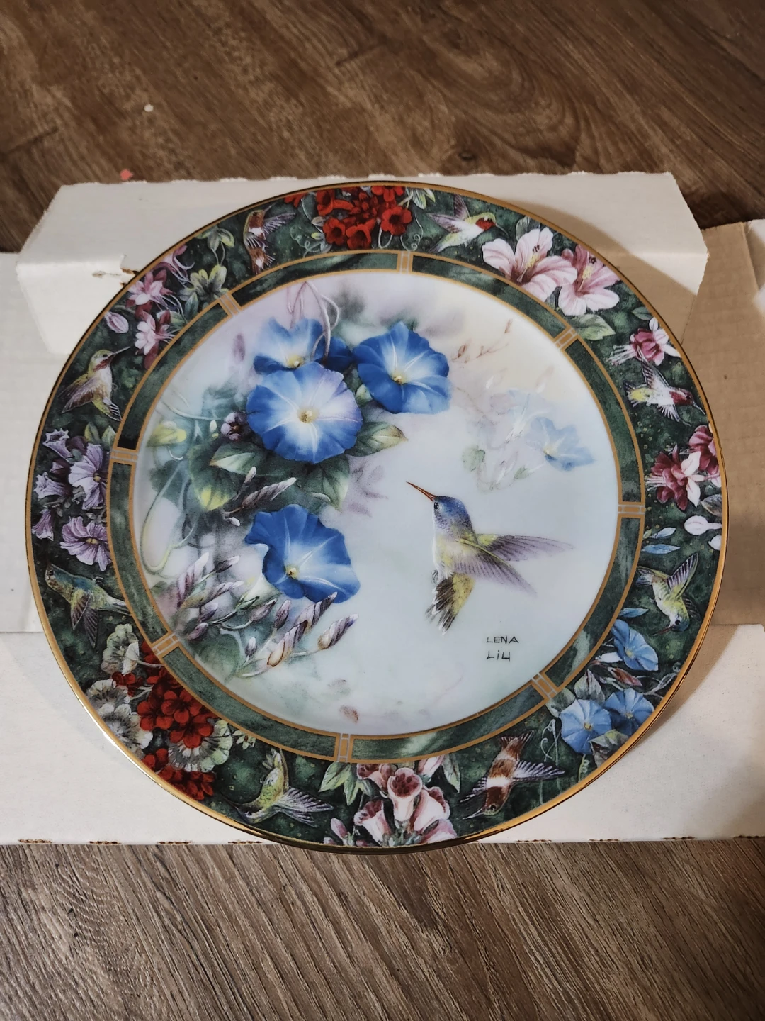 The Violet - Crowned Hummingbird Collector Plate by Lena Liu