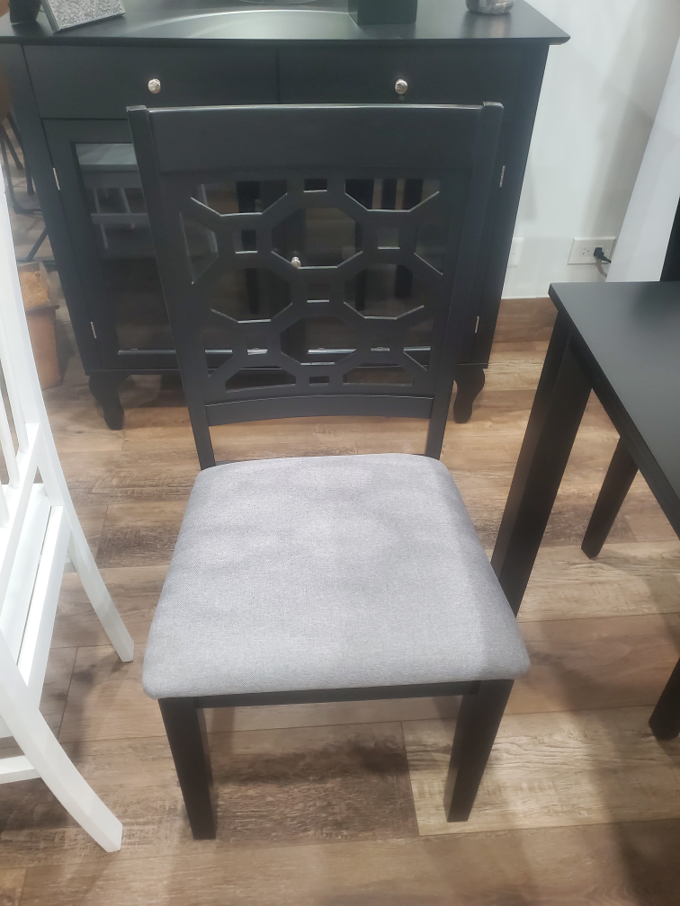Black Dining Chair with Grey Upholstered Seat - photo 3