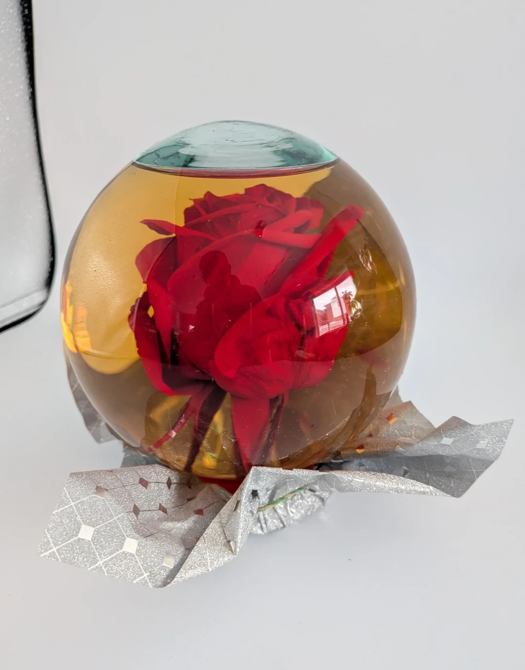 Preserved Red Rose in Glass Orb