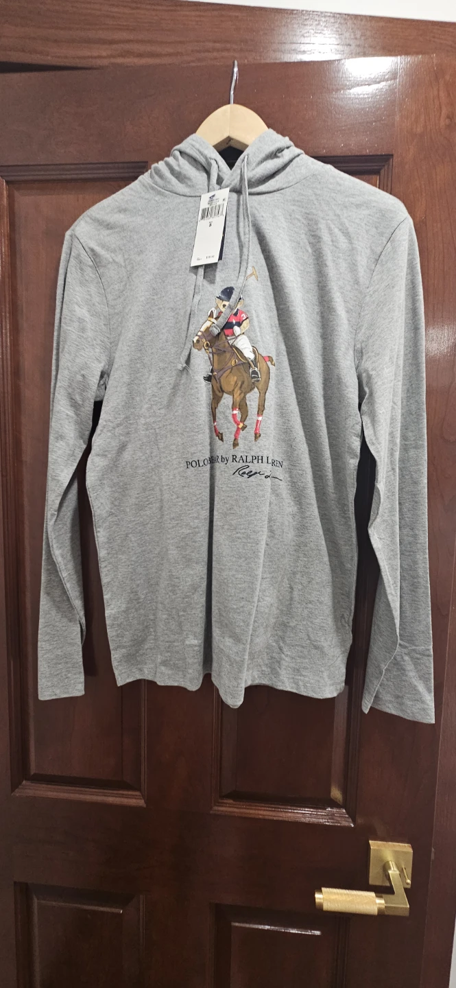 Ralph Lauren Polo Bear Hoodie Size S Grey