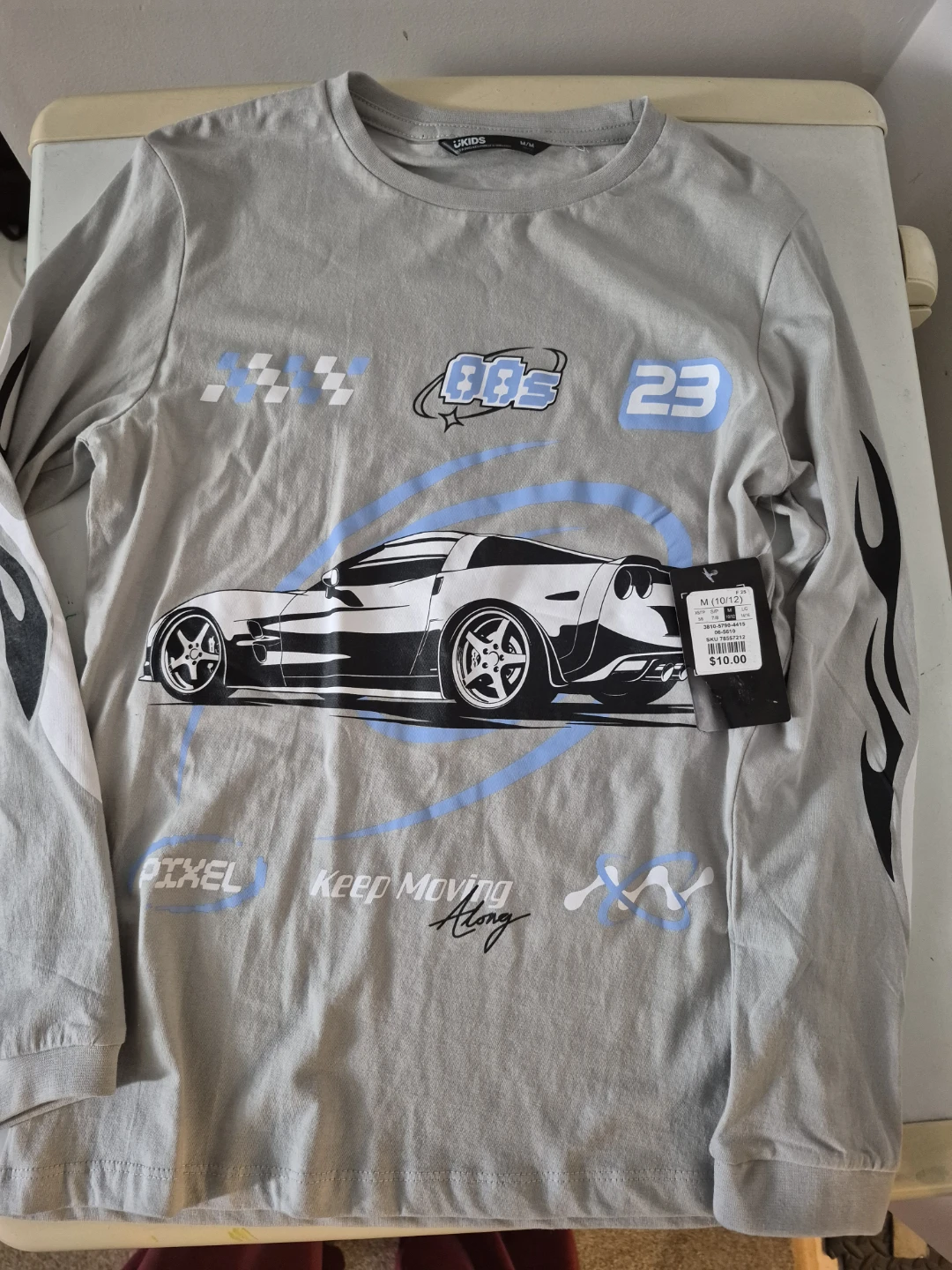 Grey Long Sleeve T-Shirt M (10/12) Car Graphic - photo 2