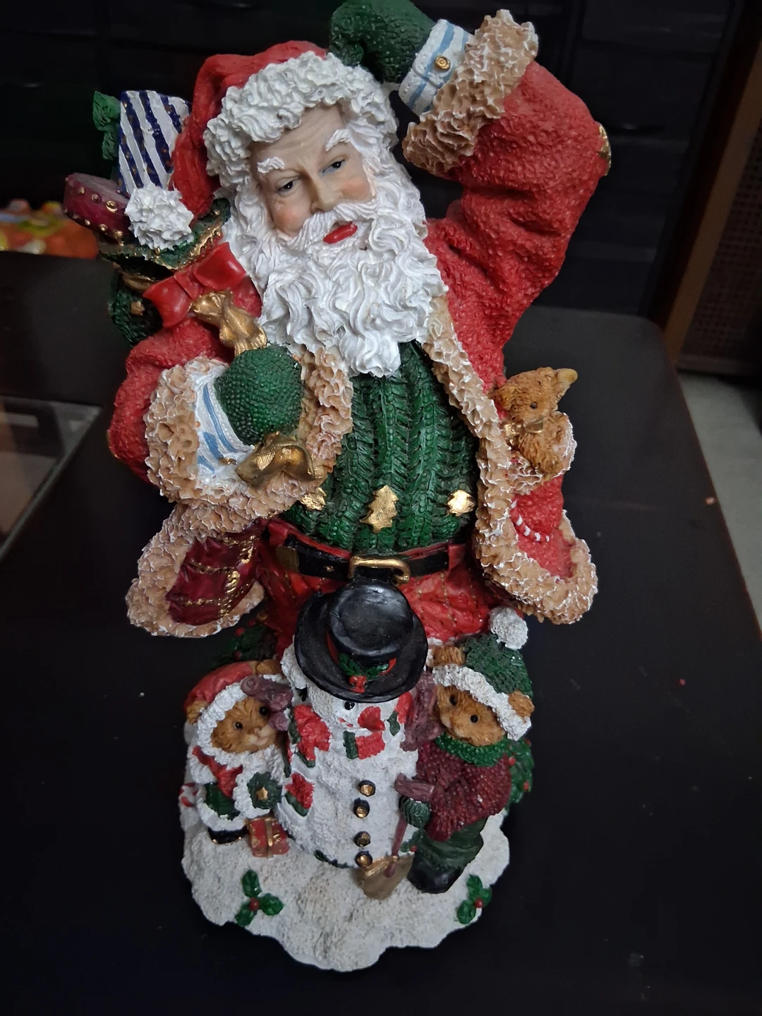 Christmas Santa Claus Figurine with Snowman and Teddy Bears