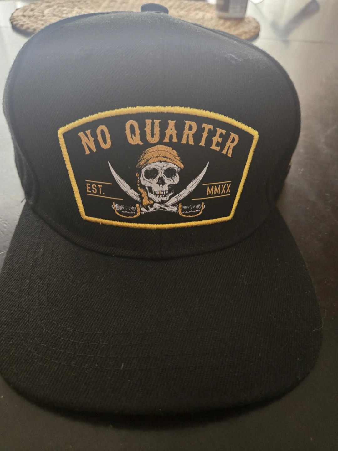 Black "No Quarter" Snapback Hat . By Relentless Betrayal