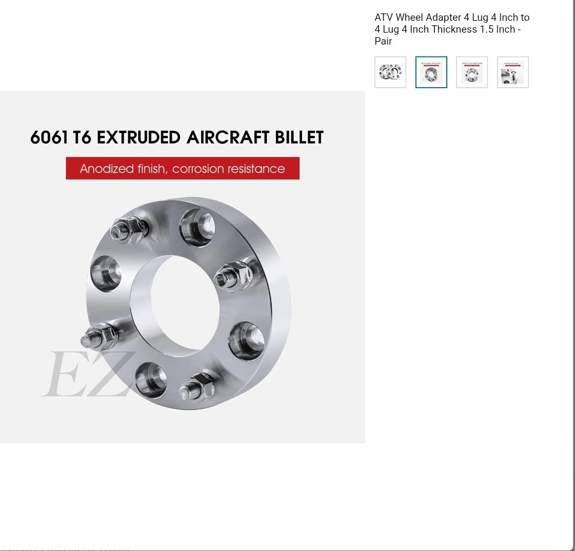 ATV Wheel Spacers Adapters - 4 Lug 4 Inch Bolt Pattern, 1.5 Inch - photo 2