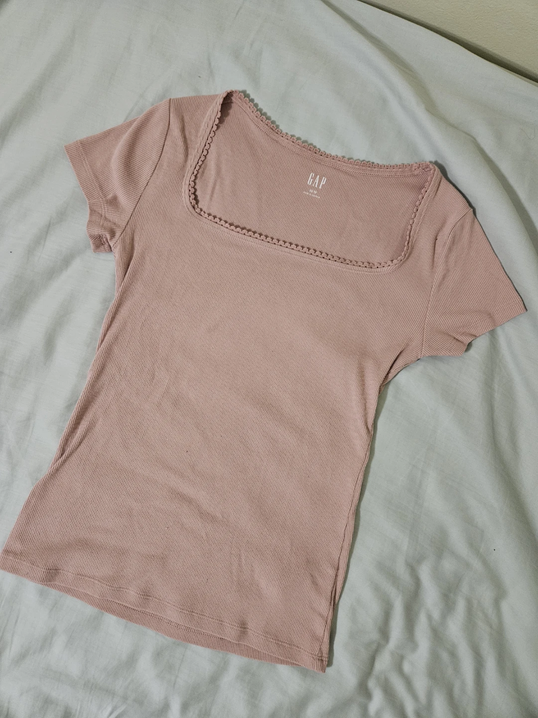 GAP Women's Pink Square Neck Ribbed T-Shirt - photo 2