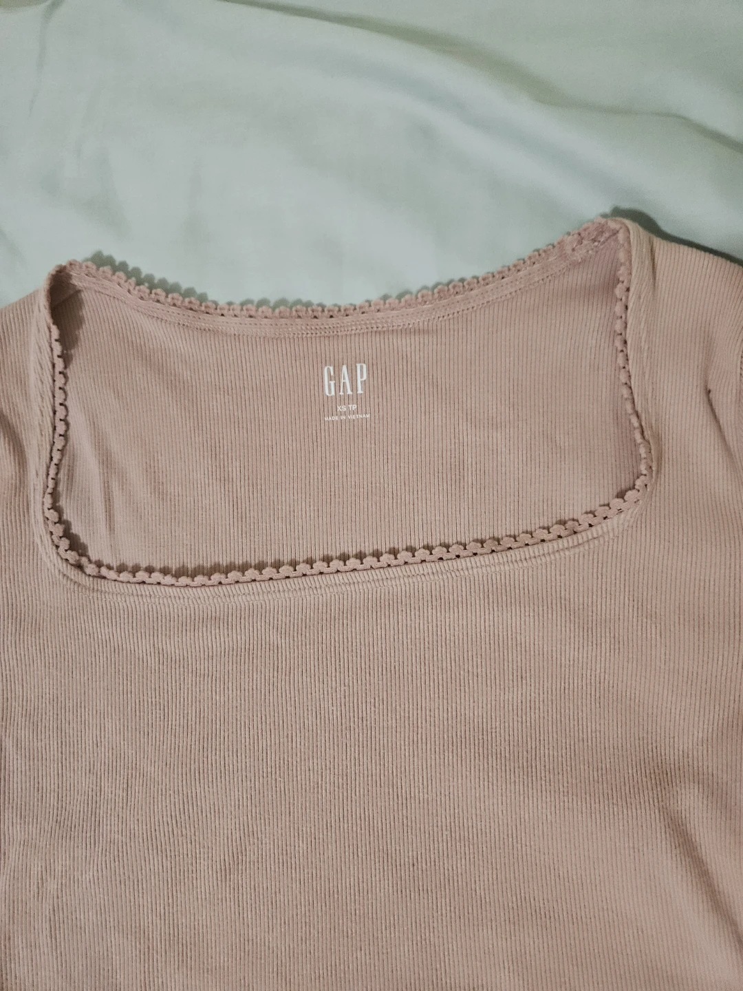 GAP Women's Pink Square Neck Ribbed T-Shirt - photo 3