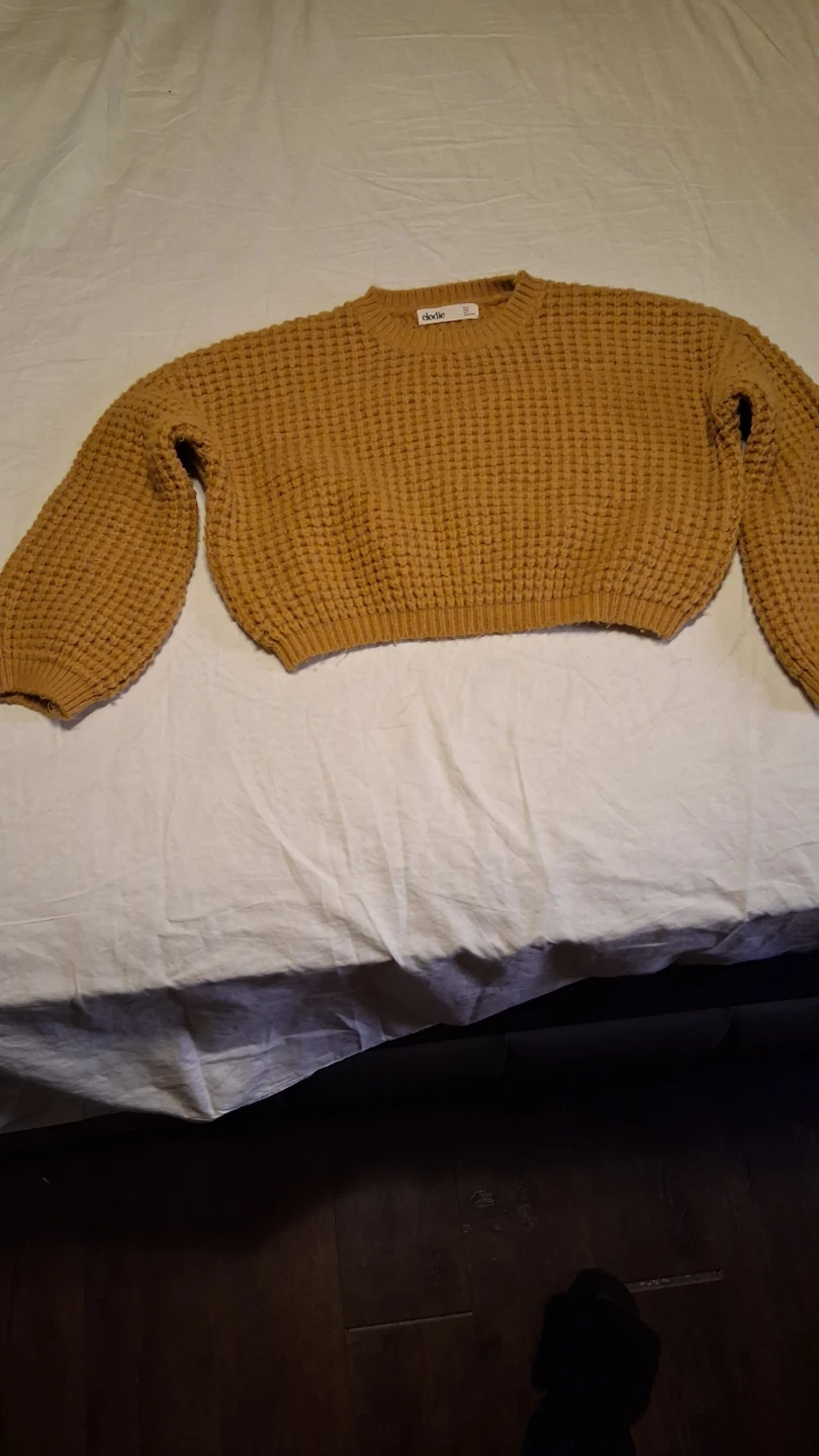 Elodie Women's Waffle Knit Sweater - Mustard Yellow - XS