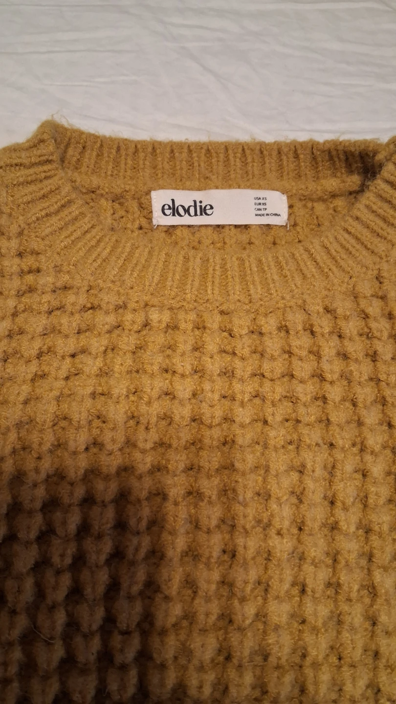 Elodie Women's Waffle Knit Sweater - Mustard Yellow - XS - photo 2
