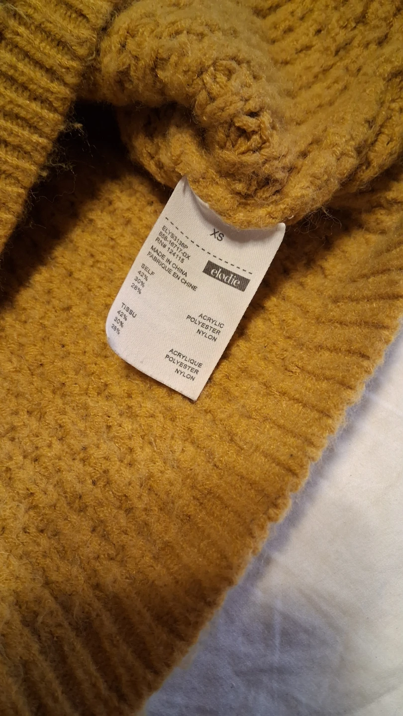 Elodie Women's Waffle Knit Sweater - Mustard Yellow - XS - photo 3