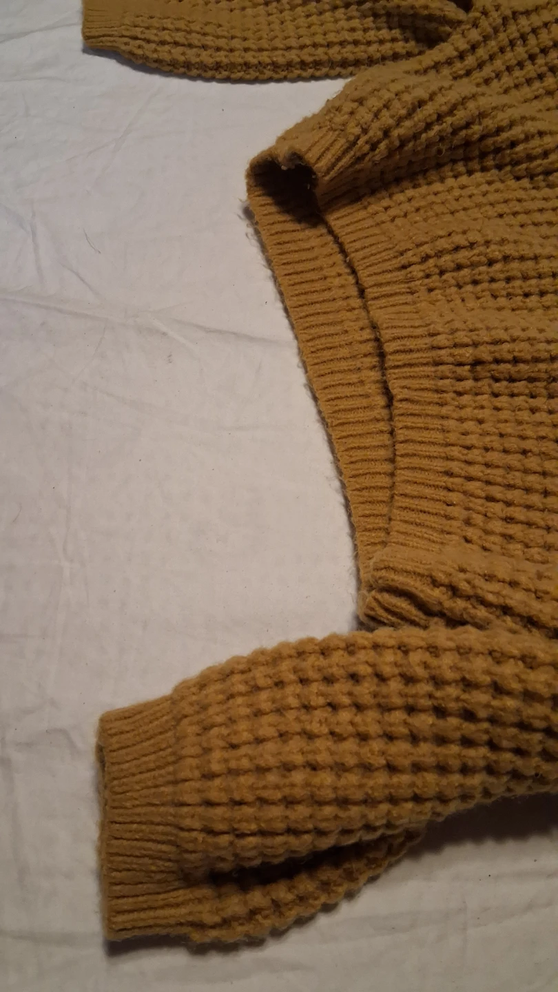 Elodie Women's Waffle Knit Sweater - Mustard Yellow - XS - photo 5