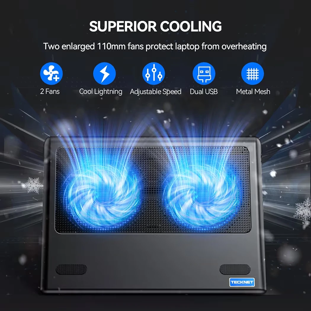 TeckNet Laptop Cooling Pad with Dual 110mm Fans - photo 5