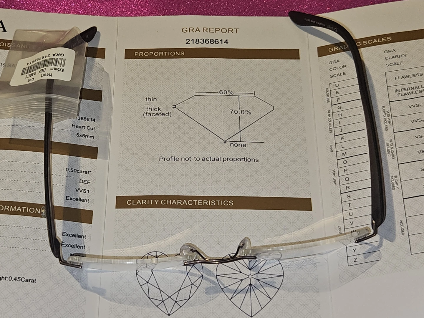 Silhouette Rimless Heart Cut gra diamond certified Glasses - photo 2