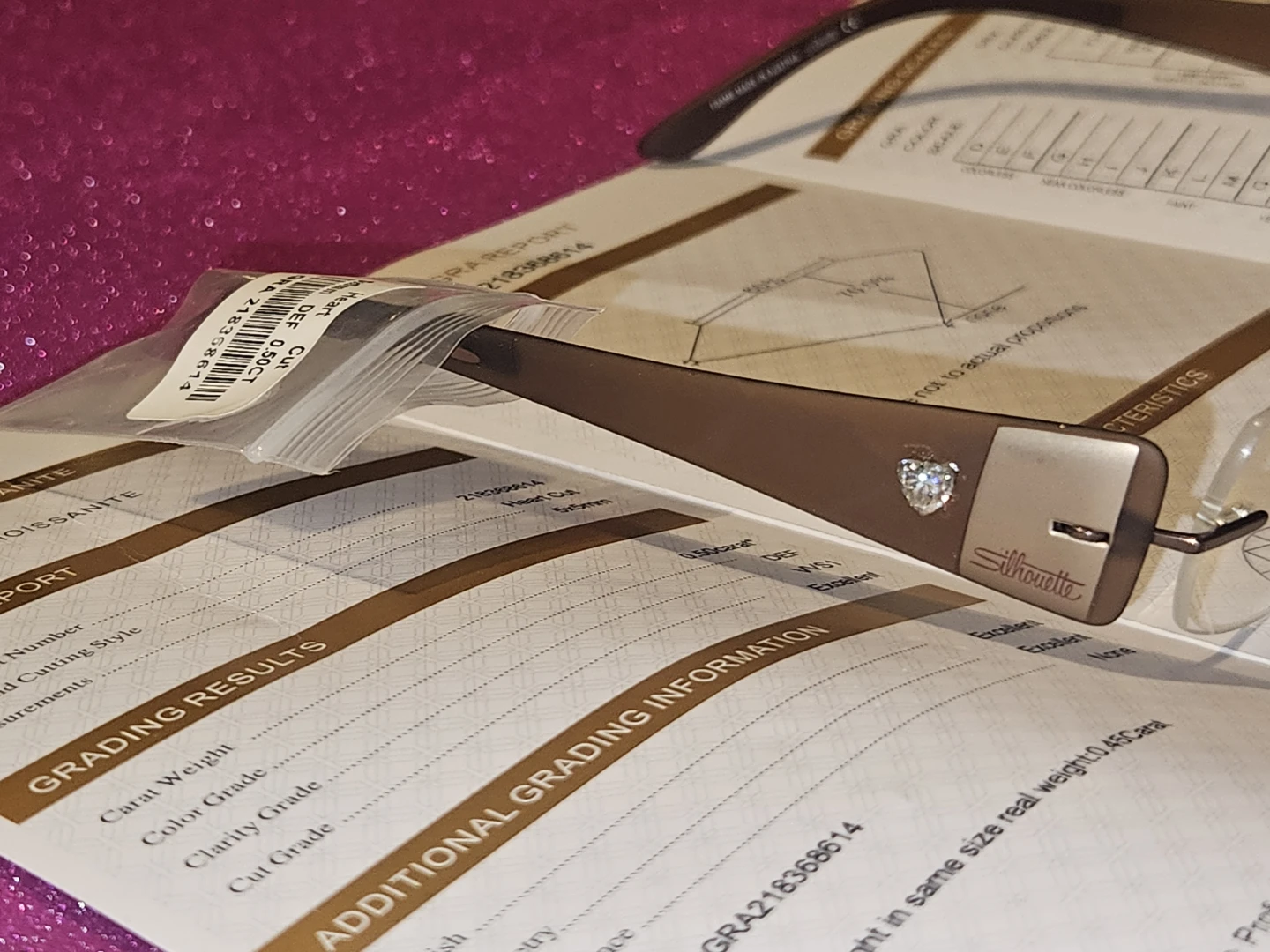 Silhouette Rimless Heart Cut gra diamond certified Glasses - photo 4