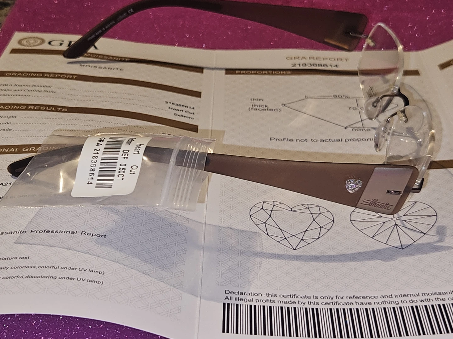 Silhouette Rimless Heart Cut gra diamond certified Glasses - photo 5