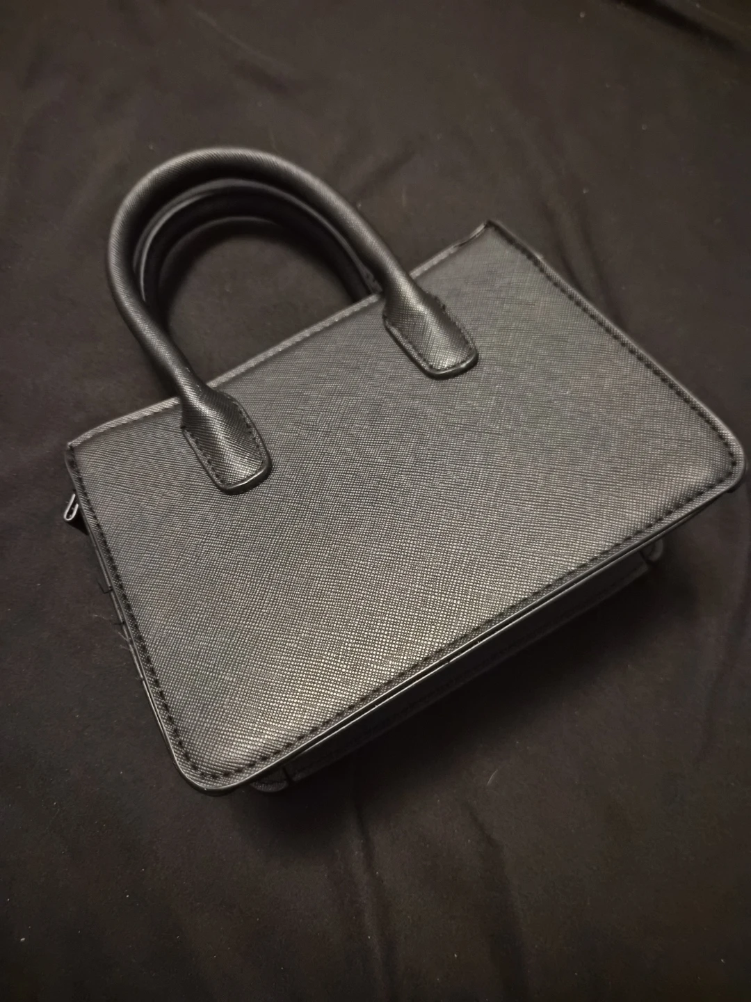 Black Faux Leather Mini Handbag