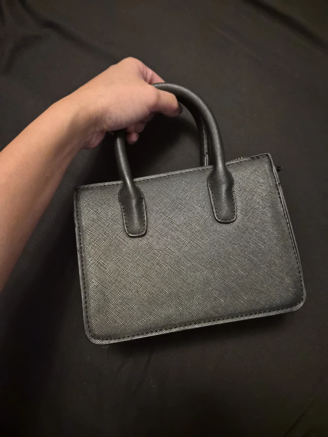 Black Faux Leather Mini Handbag - photo 3