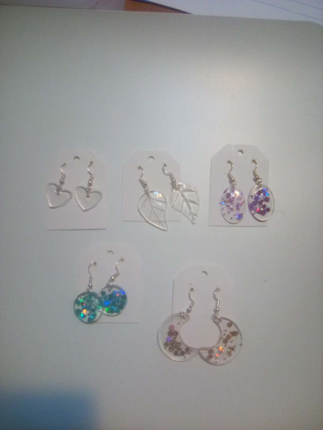 Handmade Resin Glitter Earrings - Assorted Shapes