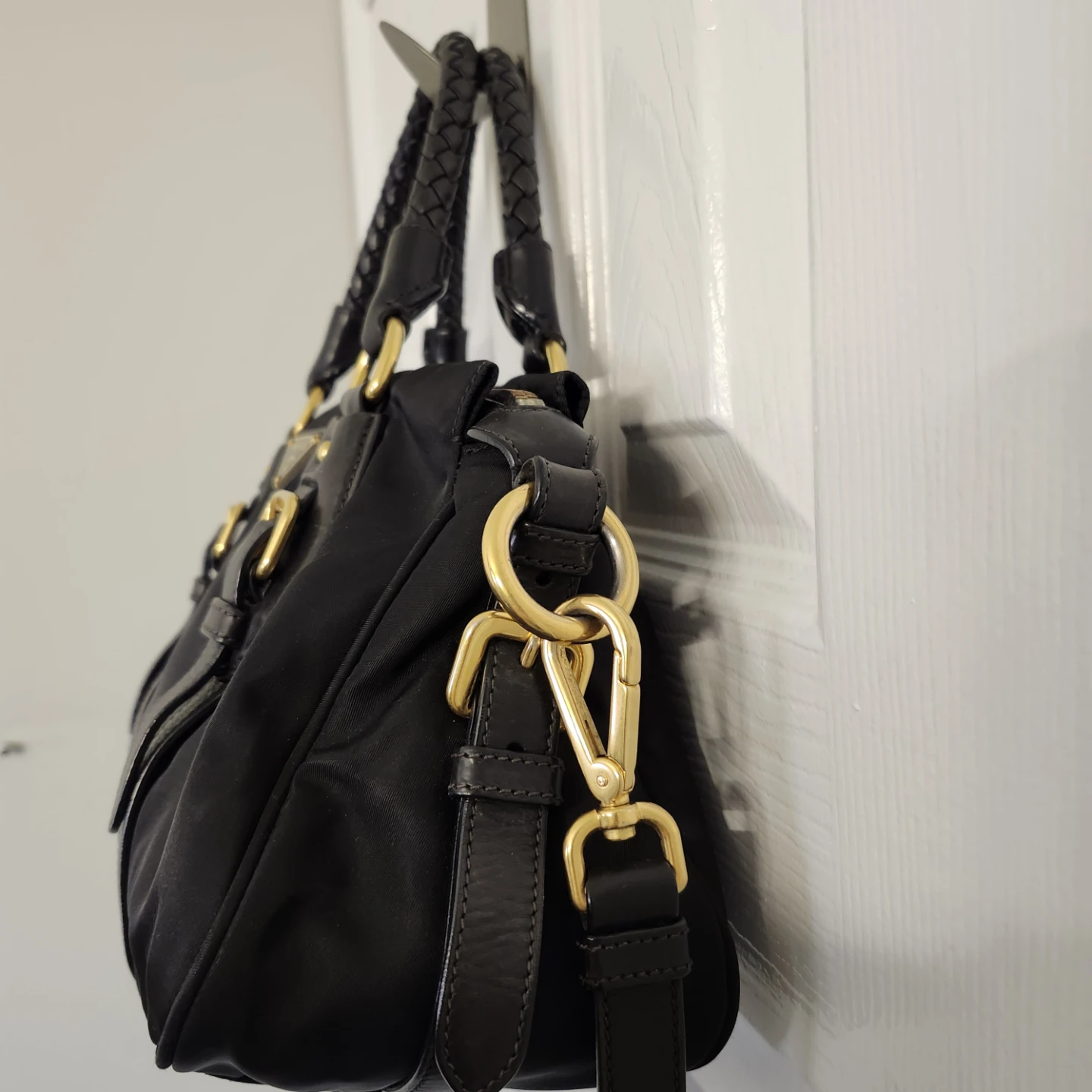 Prada Black Nylon Shoulder Bag with Gold Hardware - photo 3