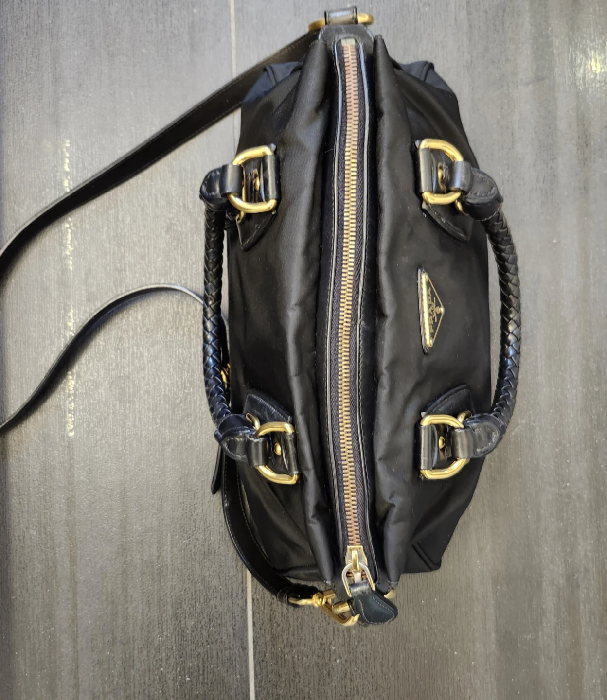 Prada Black Nylon Shoulder Bag with Gold Hardware - photo 5