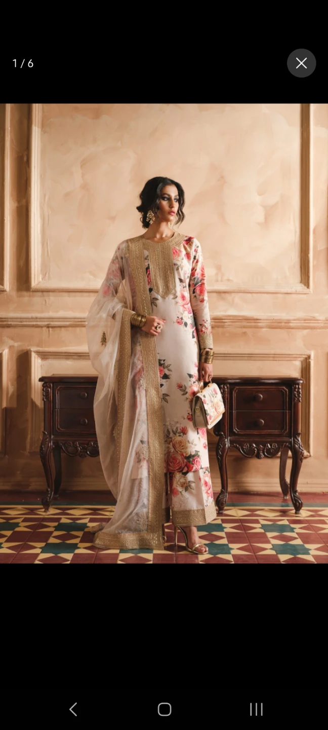 Pakistani Clothes - Floral Print 3-piece Lawn Suit