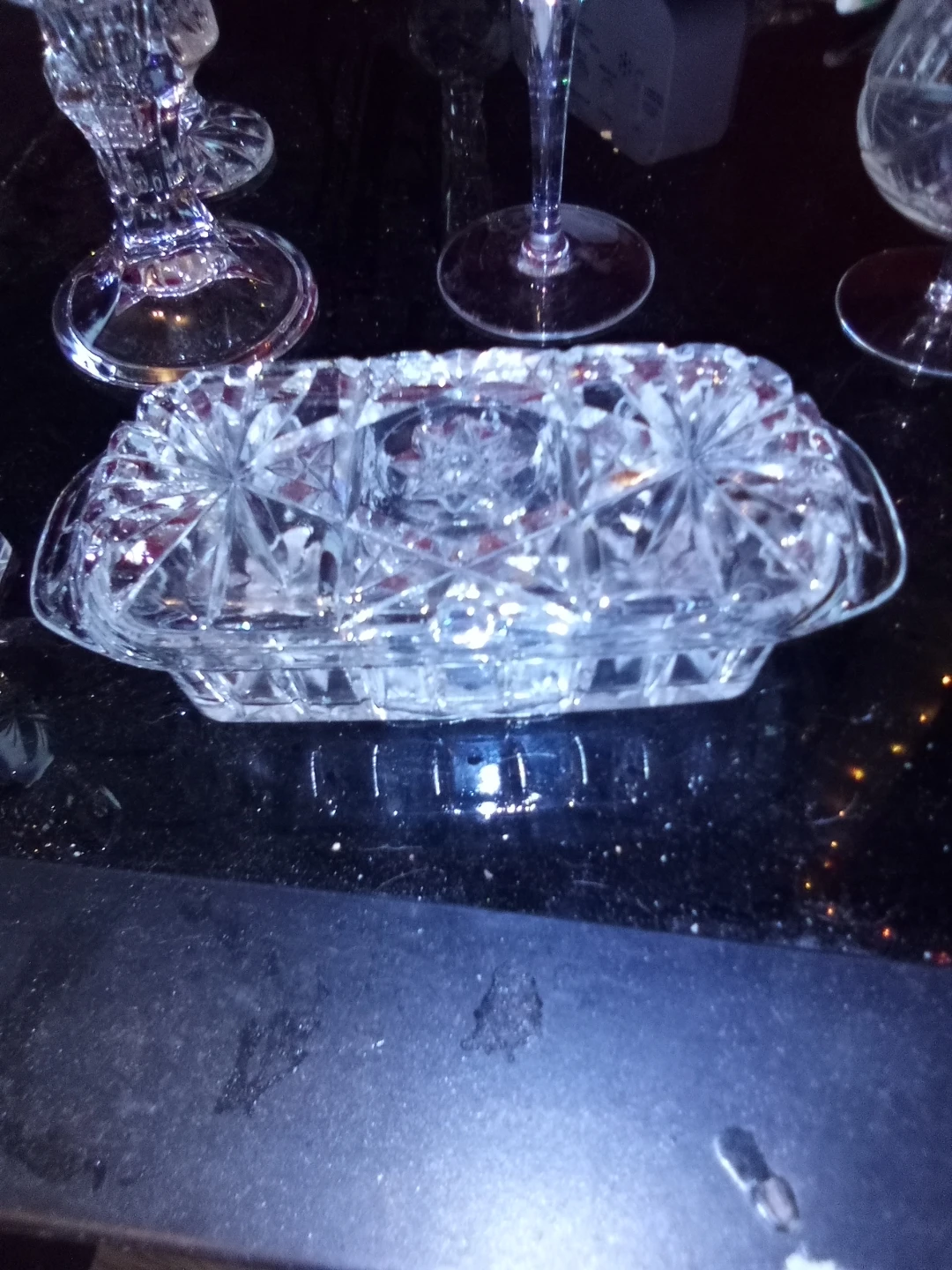 Pinwheel crystal butterdish - photo 2