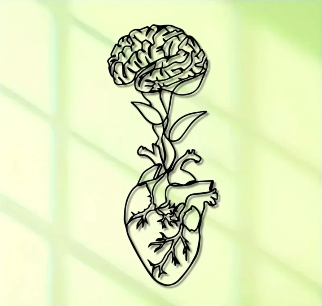 Black Metal Brain + Heart Wall Decor