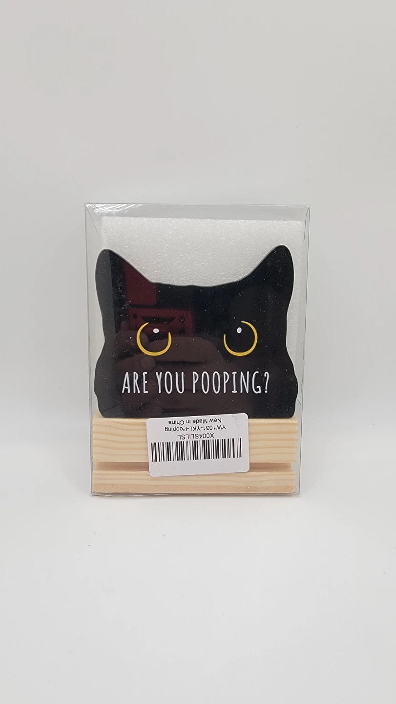 Funny Black Cat Bathroom Sign “Are You Pooping?” Acrylic Decor - photo 3