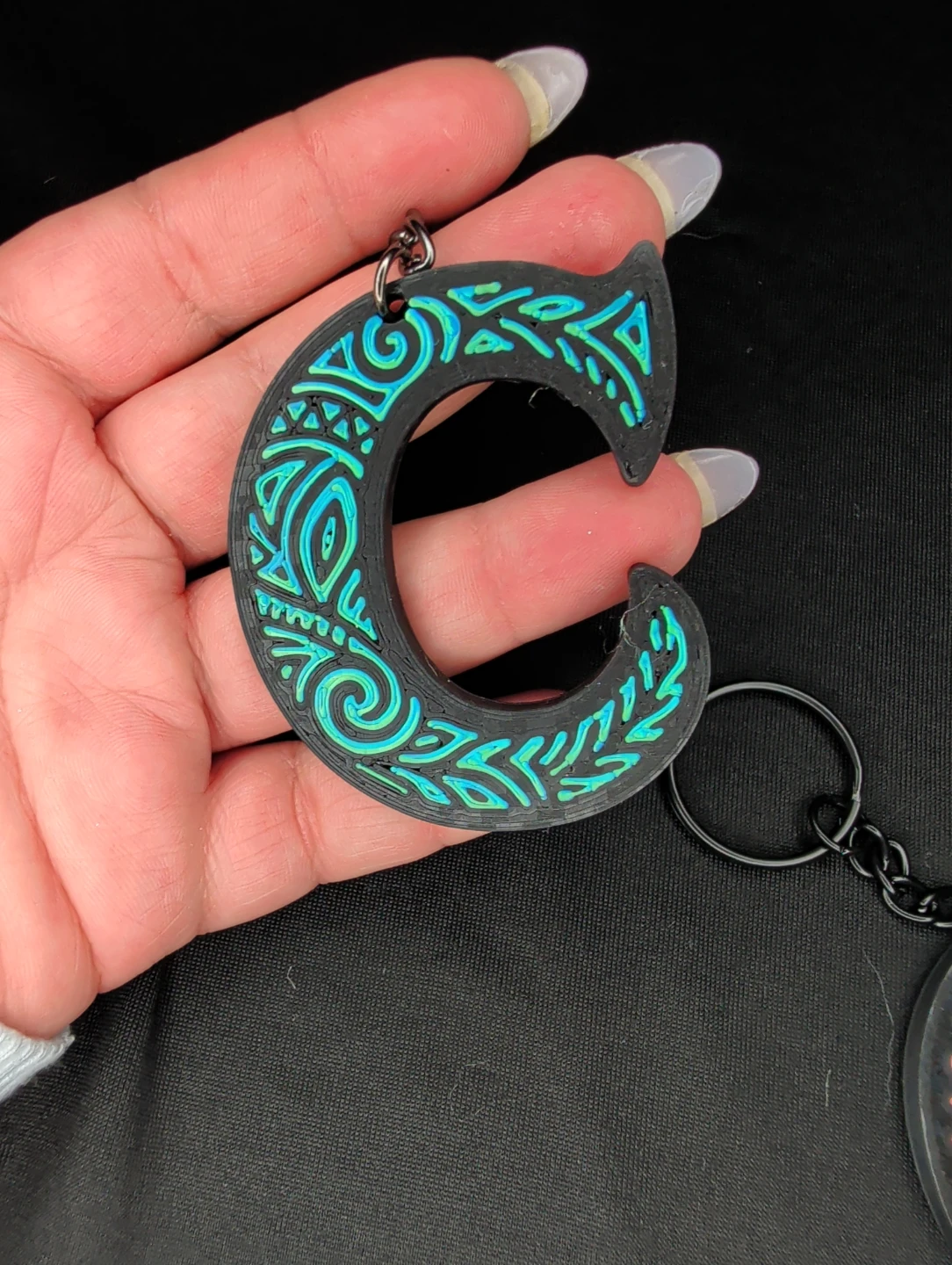 Letter C Keychain with Tribal Design - photo 3