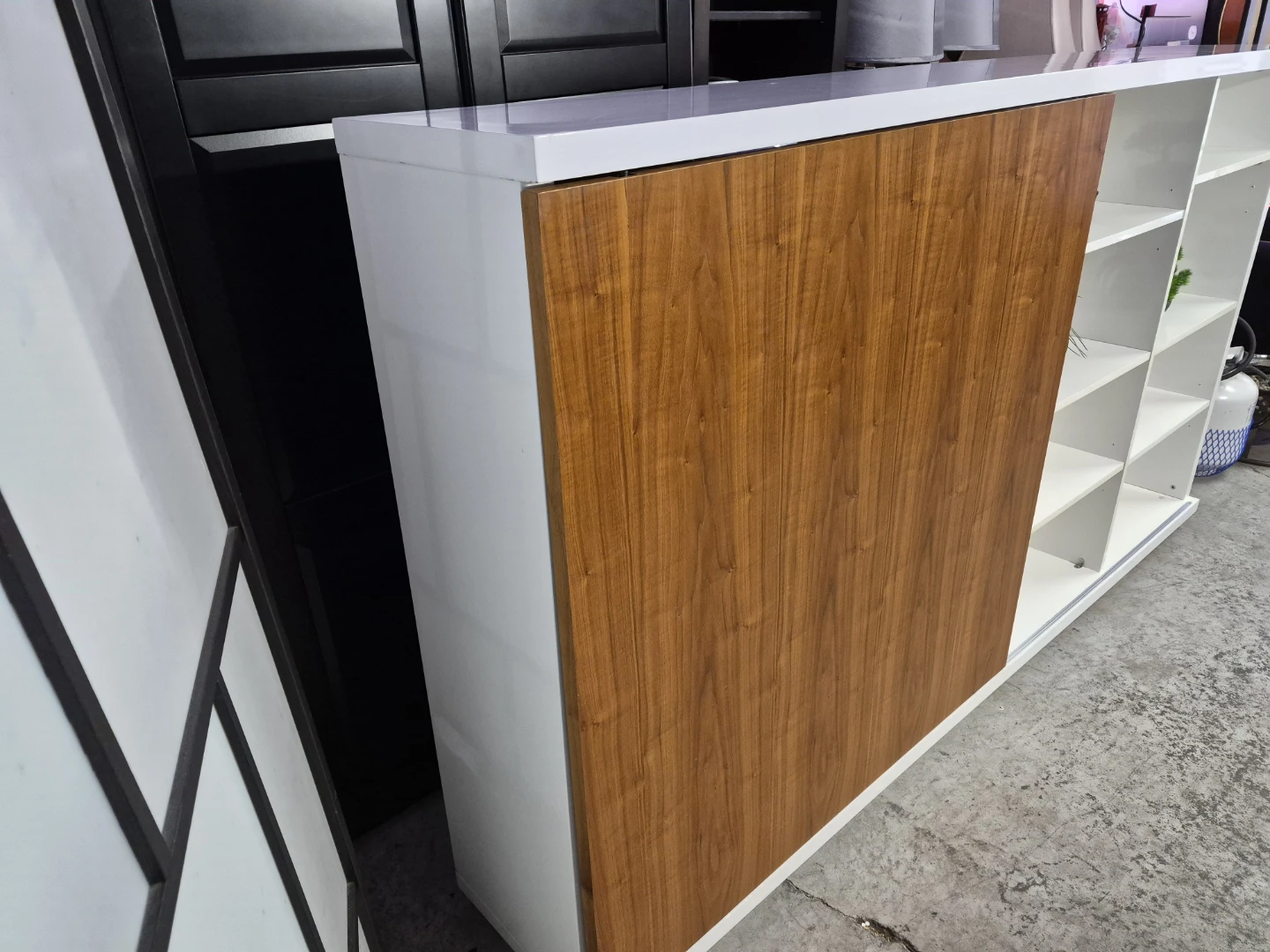 White and Wood Sliding Door Bookcase - photo 5