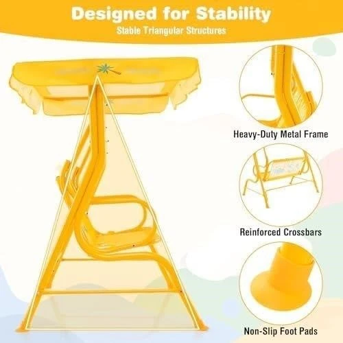 New-Yellow Kids Swing with Canopy - photo 3