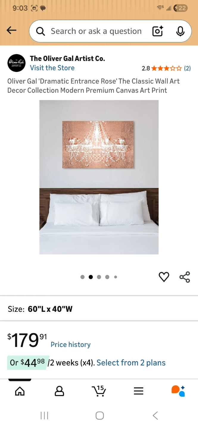 Oliver Gal Rose chandelier Canvas Wall Art Print 45"×30" - photo 2