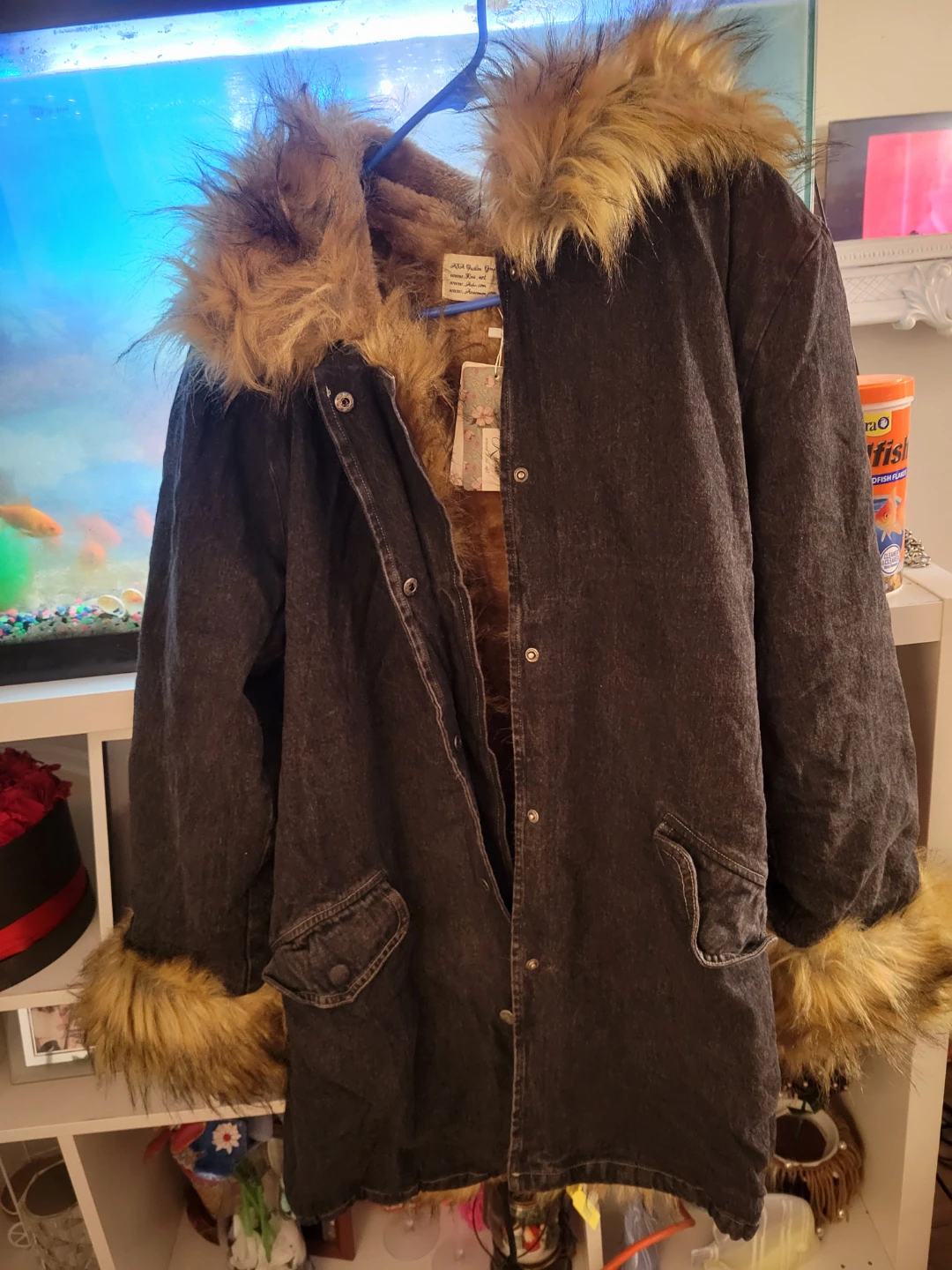 Women's Faux Fur Lined Denim Parka Jacket - photo 2
