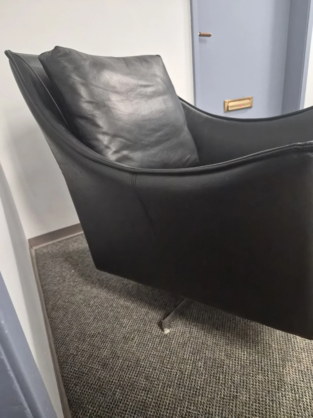 Black Leather Swivel Accent Chair - photo 5