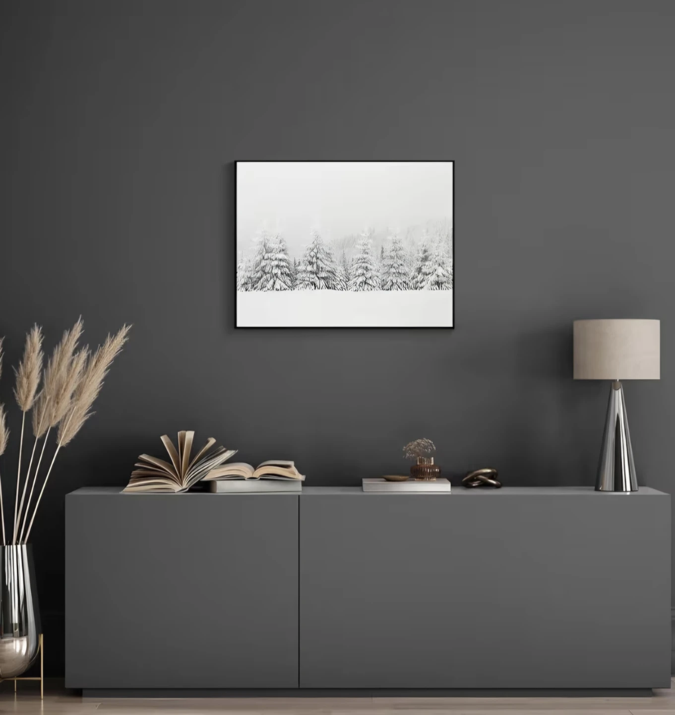 Winter Forest Landscape Art Canvas Framed 12"x16" - photo 5