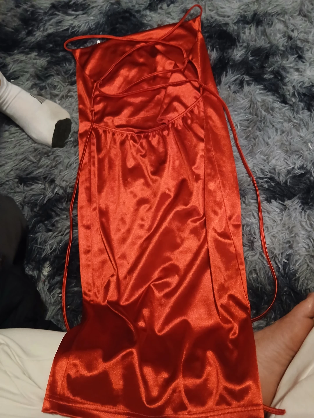Red satin slip dress - photo 2