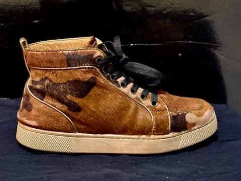 Authentic Christian Louboutin Camo Calf Hair High-Top Sneakers - photo 2