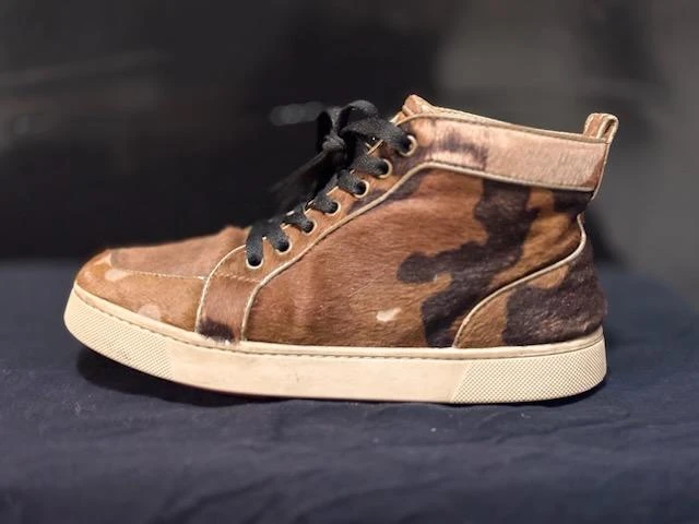 Authentic Christian Louboutin Camo Calf Hair High-Top Sneakers - photo 4