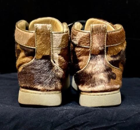 Authentic Christian Louboutin Camo Calf Hair High-Top Sneakers - photo 5