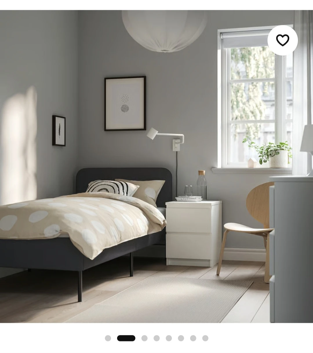 IKEA SLÄTTUM Upholstered Bed Frame - Dark Gray, Twin