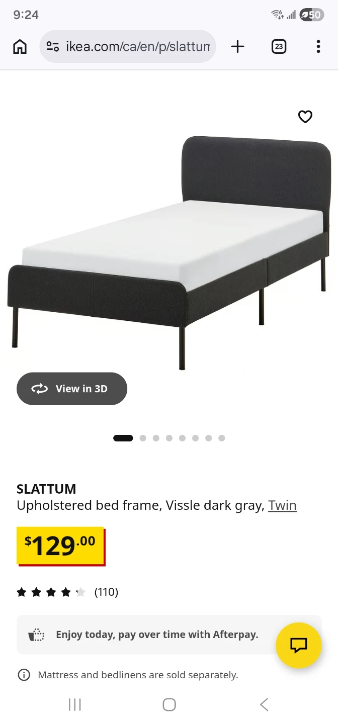 IKEA SLÄTTUM Upholstered Bed Frame - Dark Gray, Twin - photo 3