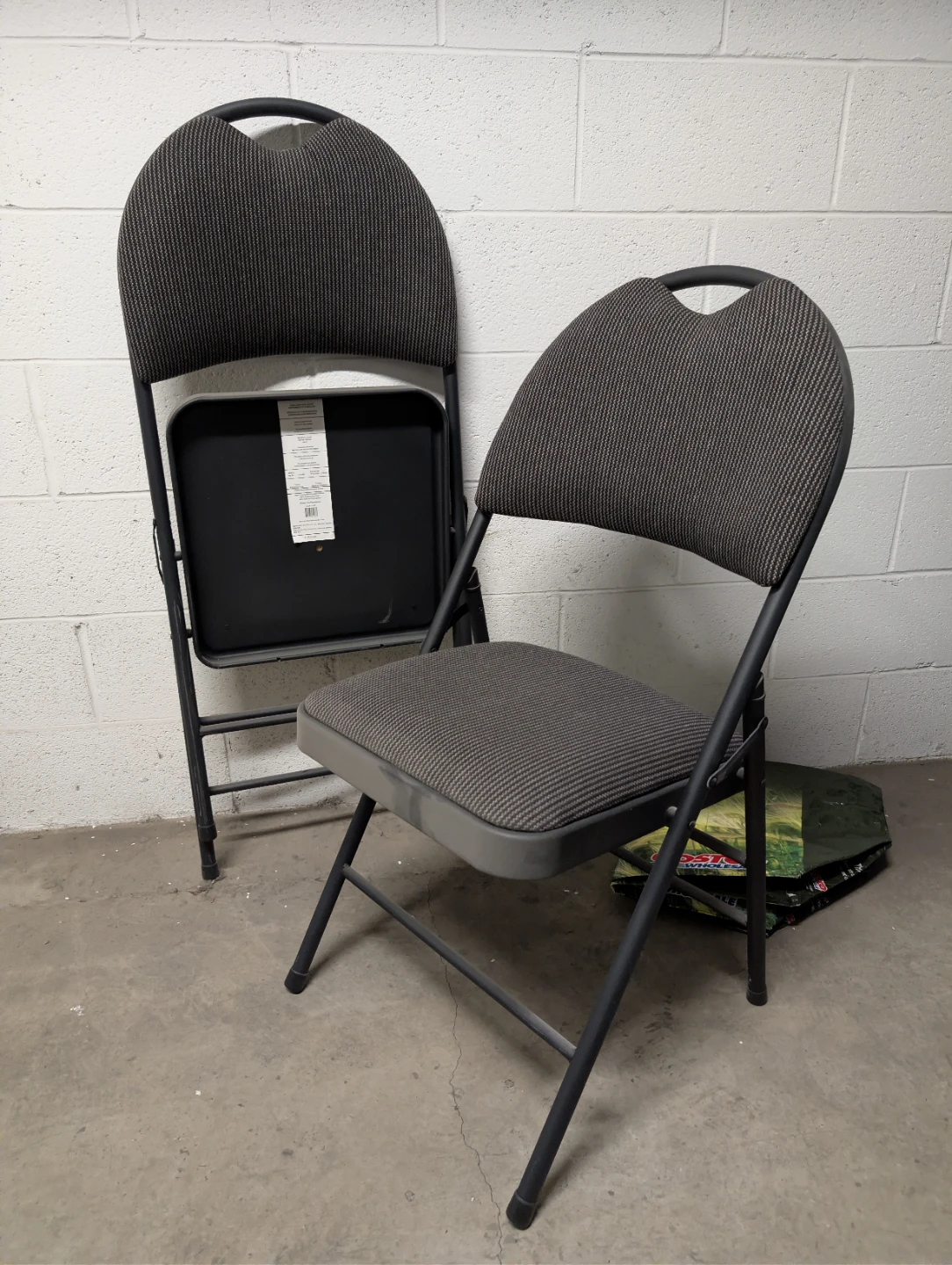 Folding Chairs - Set of 2 - Grey Fabric