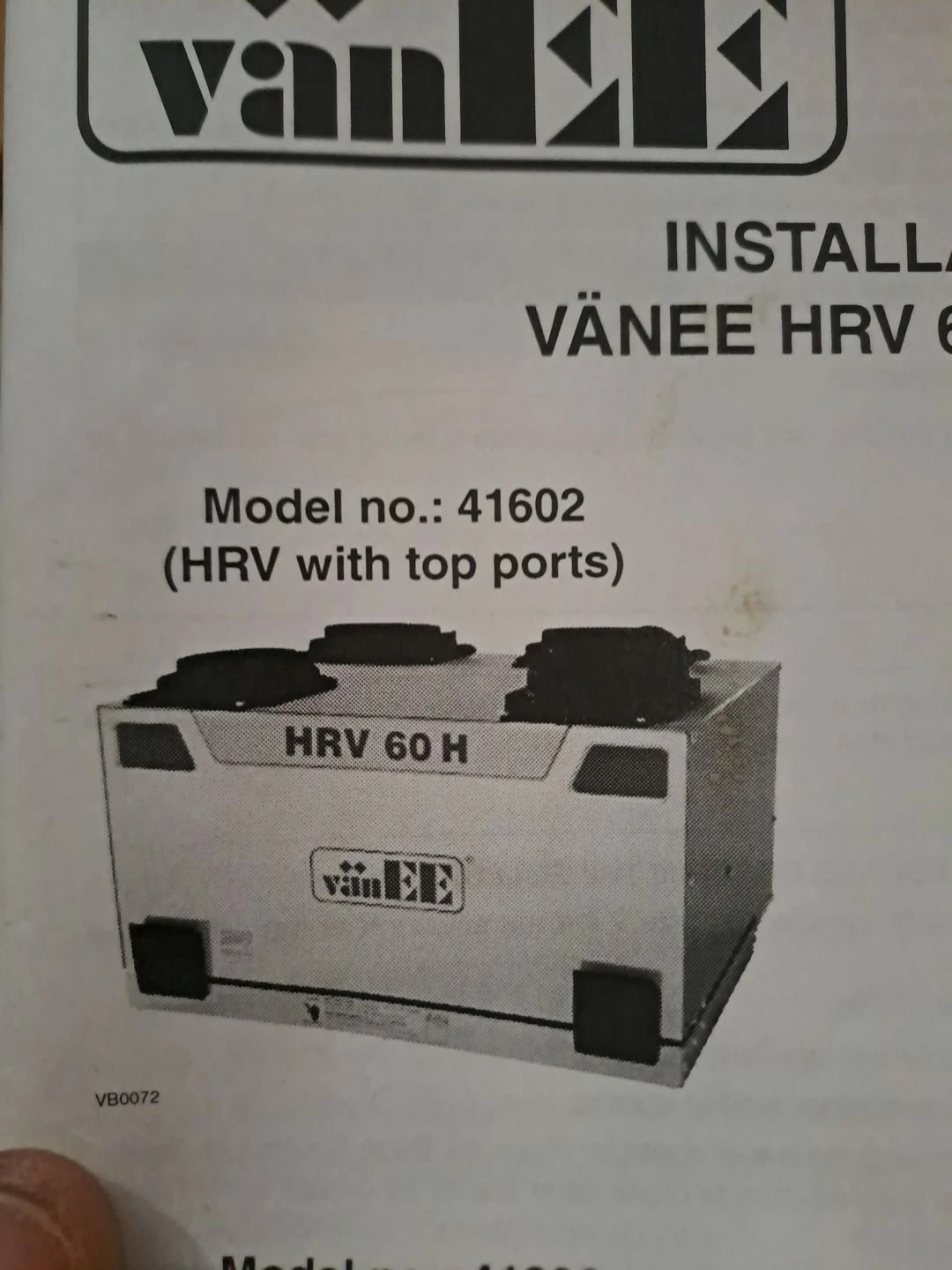 Vanee HRV 60 H Heat Recovery Ventilator - Model 41602