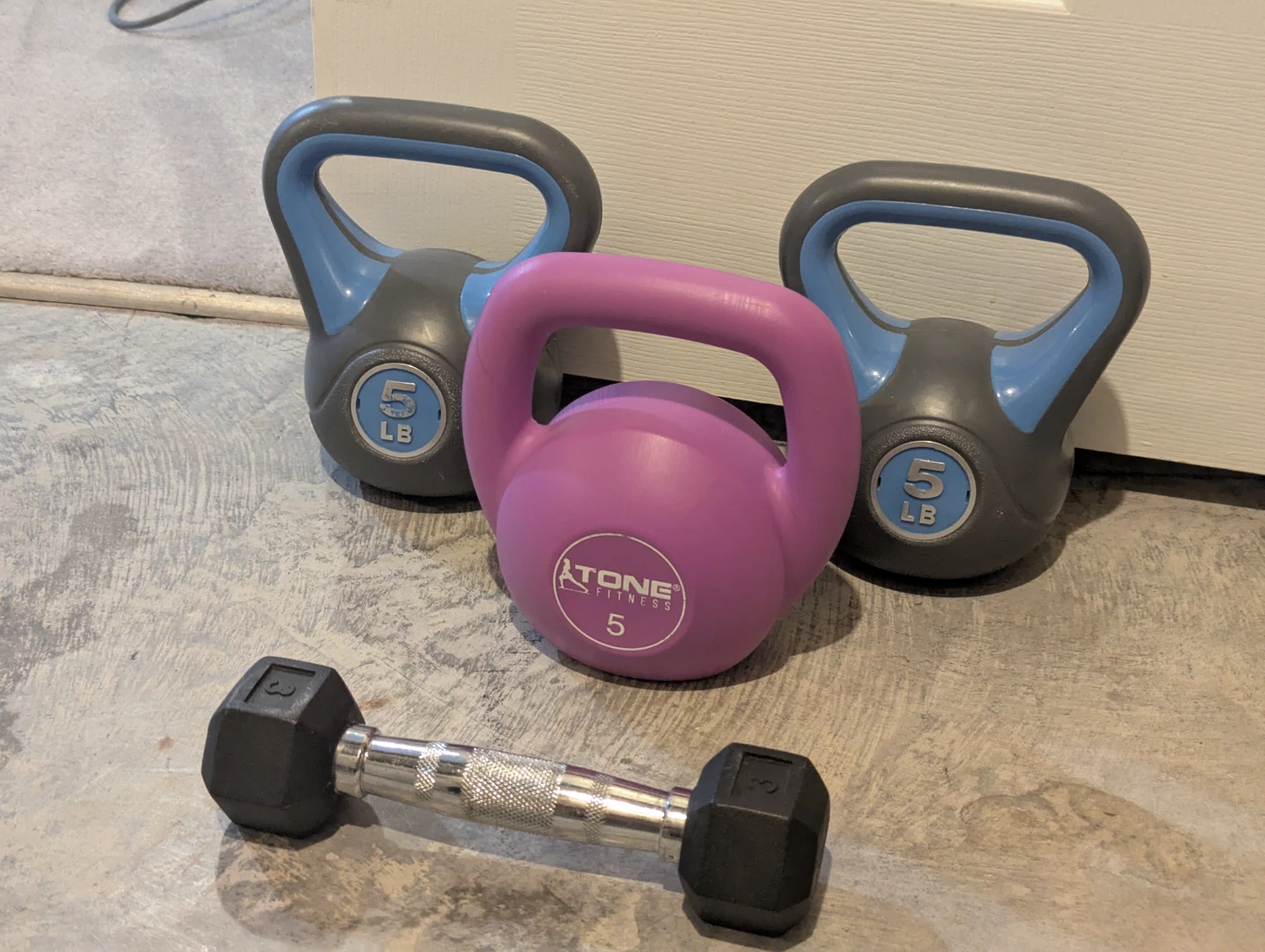 2x 5 LB Kettlebells and 3 LB Dumbbell Set
