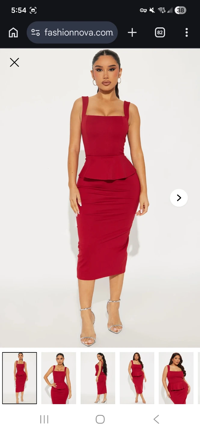 Fashion Nova Red Peplum Dress with Zipper Detail - photo 3