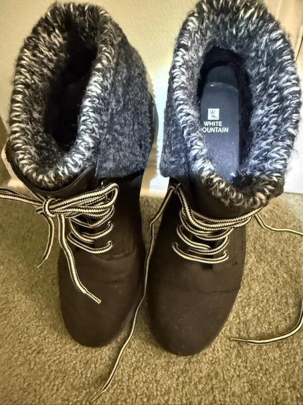 White Mountain Women's Black Lace-Up Knit Cuff Boots - photo 3