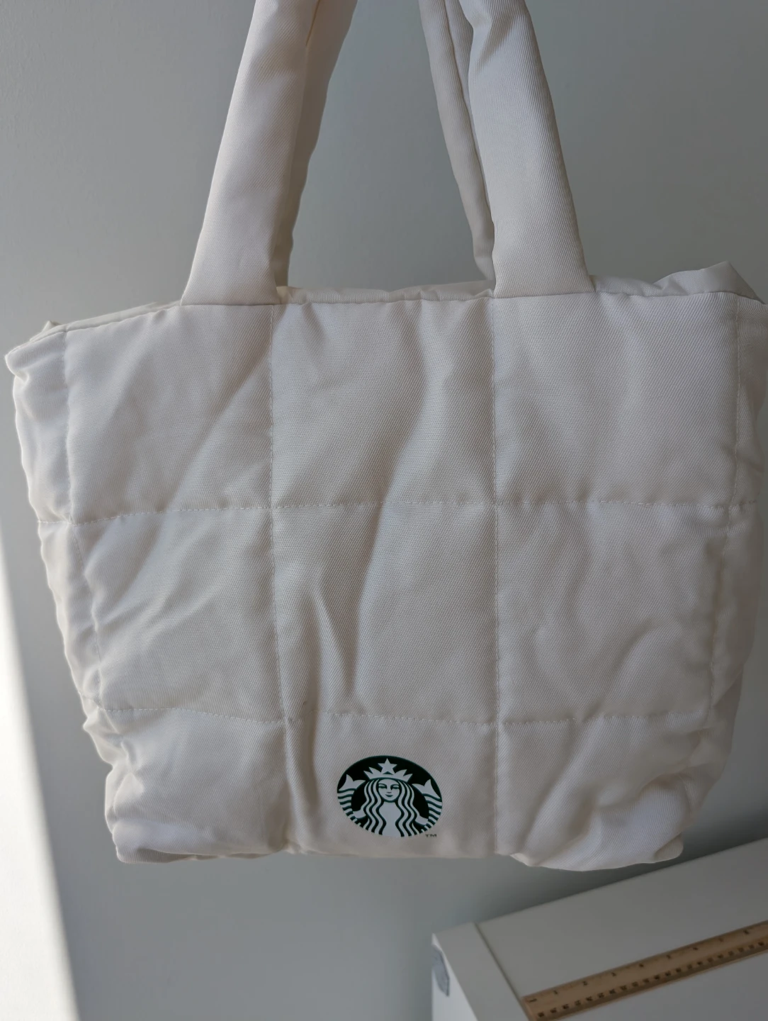 New Starbucks Quilted Tote Bag - Cream, never used