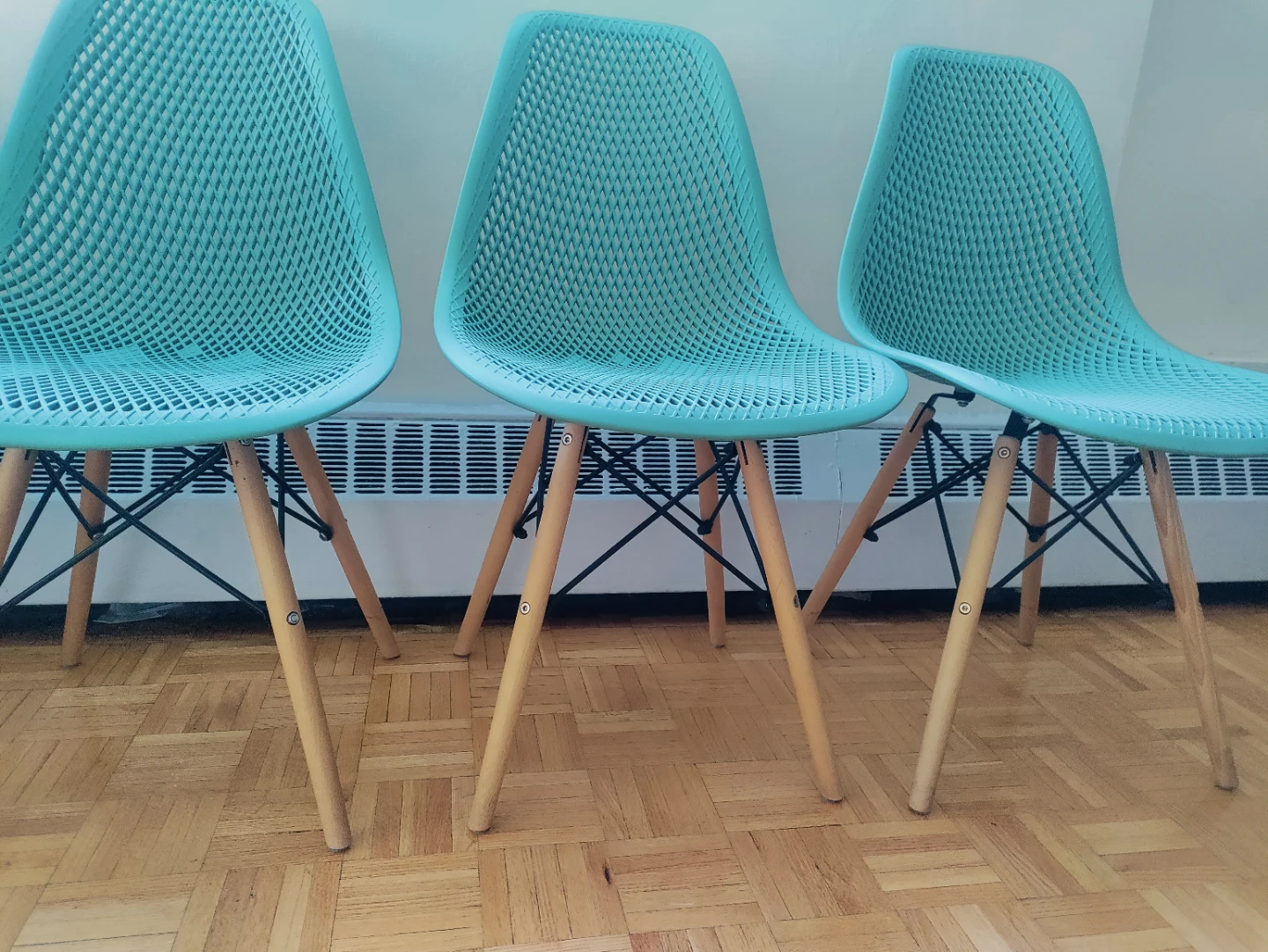 Set of 3 Teal Modern Accent Chairs