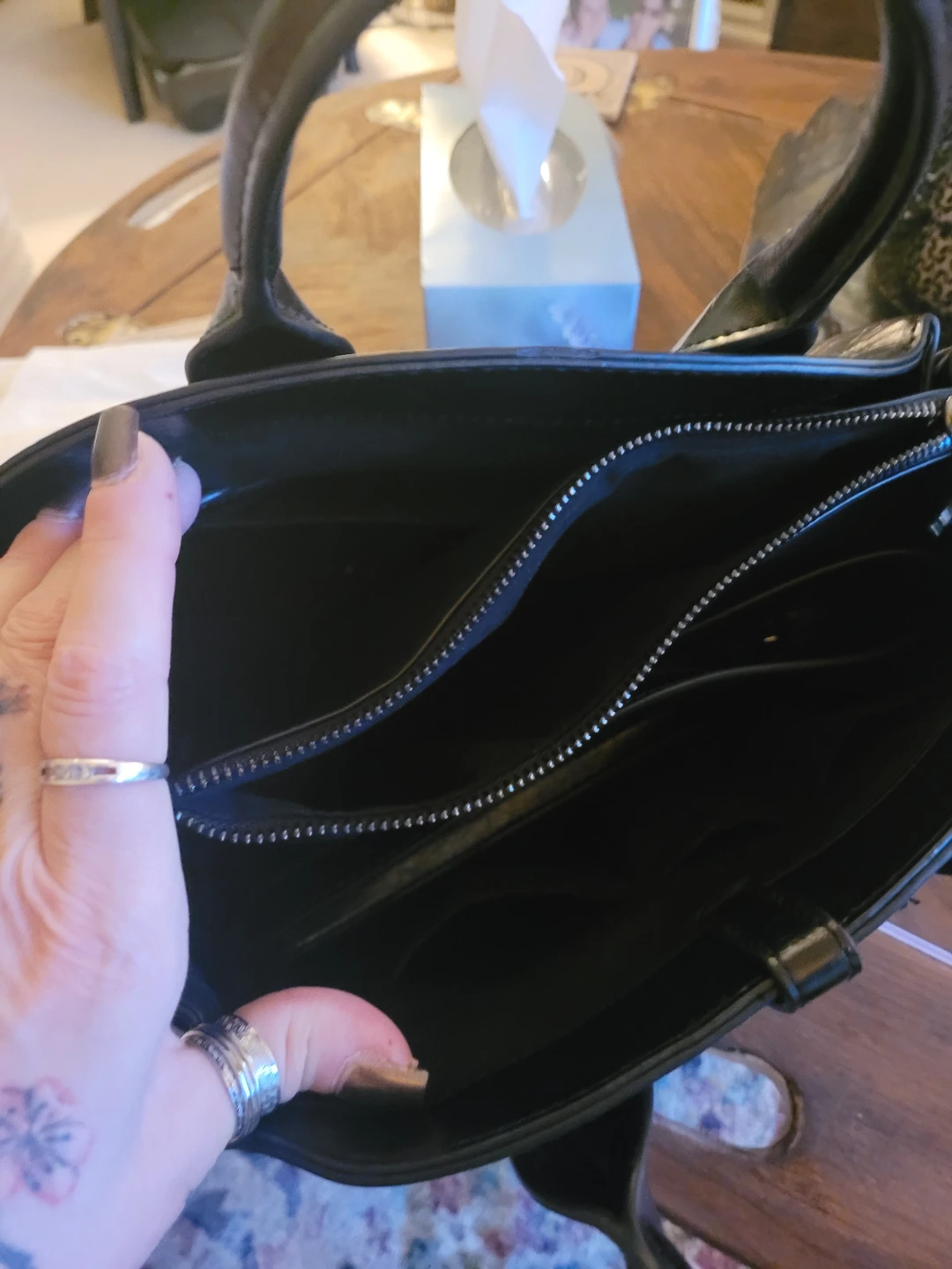 Steve Madden Black Faux Leather Satchel Handbag - photo 2