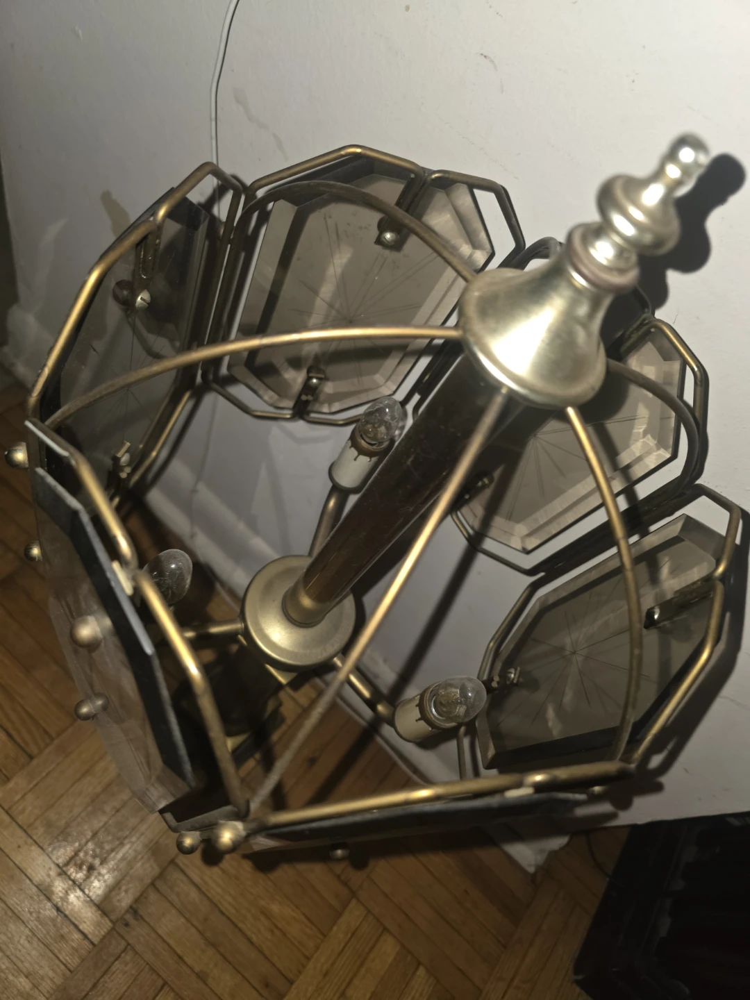Vintage Brass and Glass Table Lamp - photo 2
