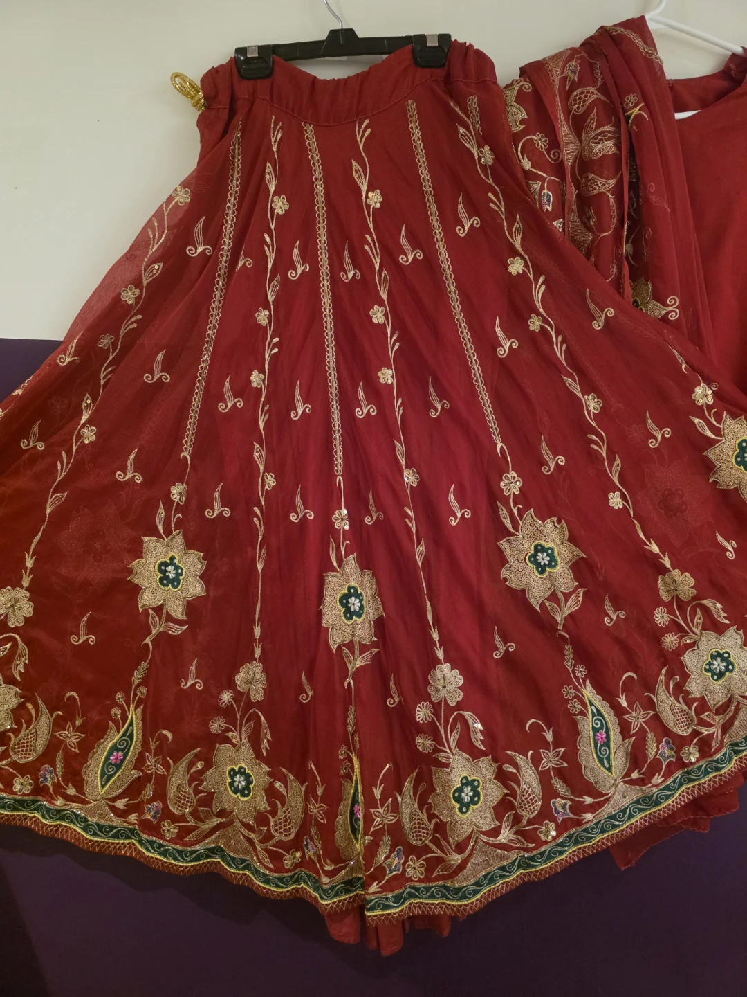 Red Embroidered Suit with Dupatta - photo 2